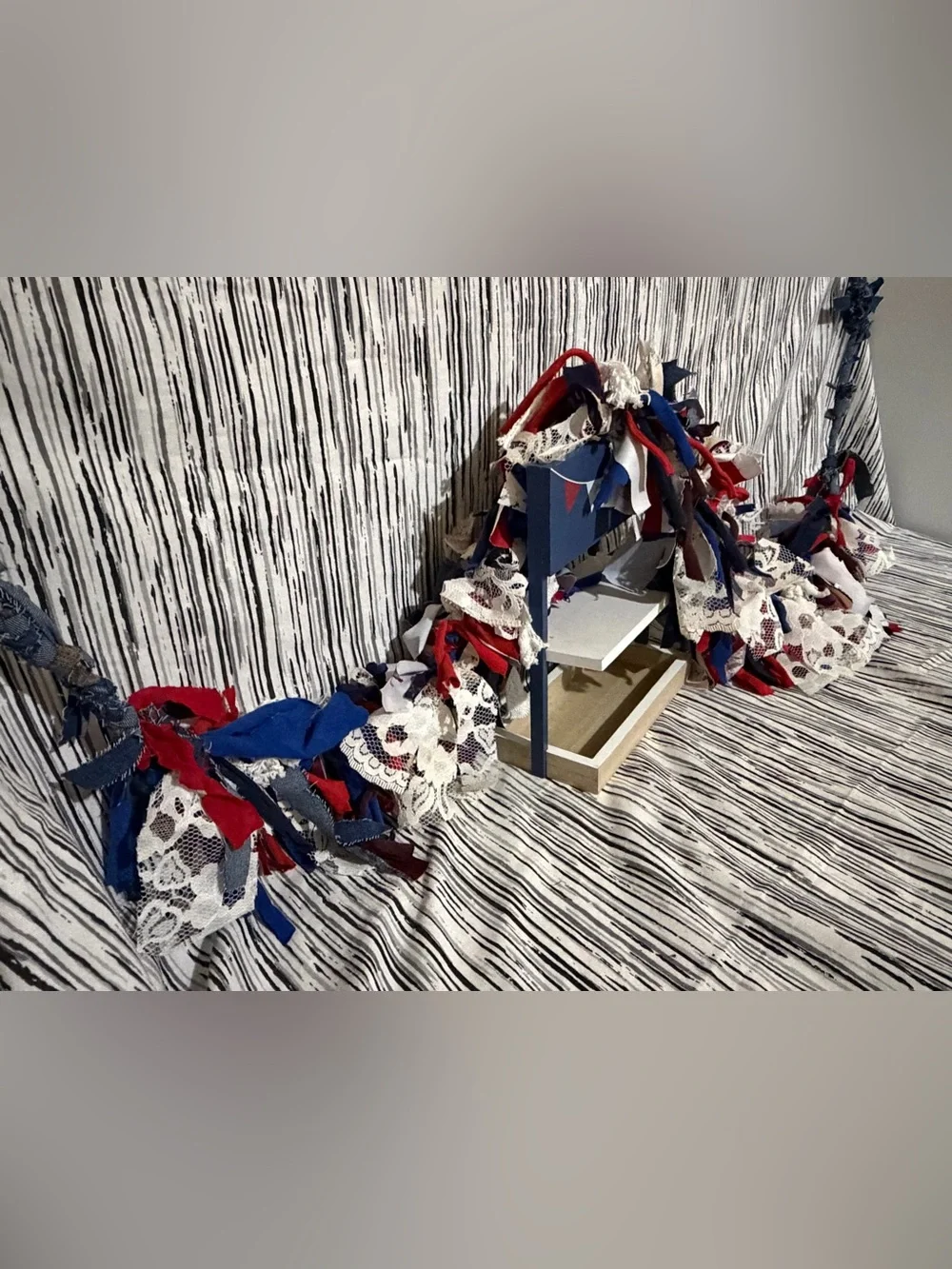 Red, White, & Blue Handmade Fabric Garland & 3 More Pieces of Matching Decor